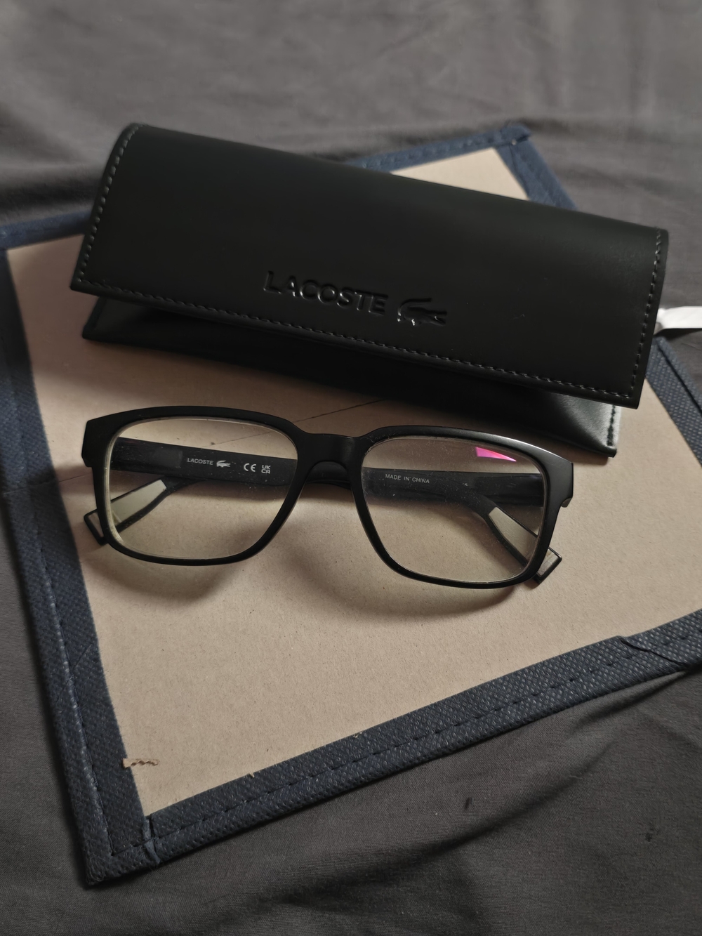 Lacoste Men's Black Rectangle Eyeglasses